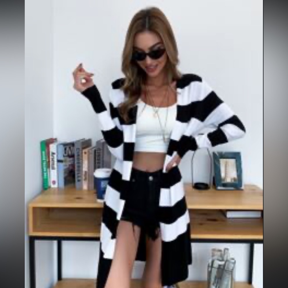 Two Tone Striped Cardigan